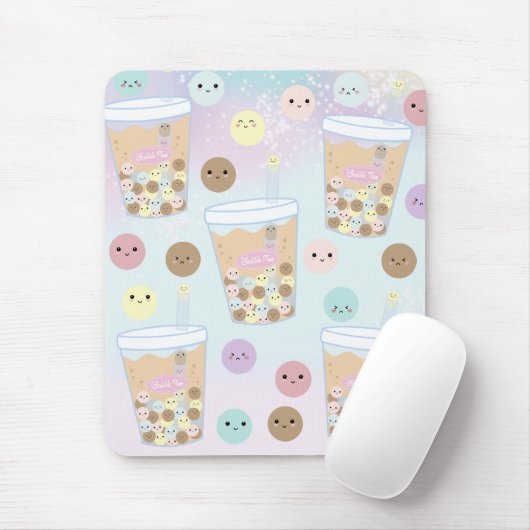 Kawaii Cute Bubble Pearl Milk Tea Tapioca Drink Muismat (Met muis)