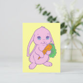 Kawaii Cute Cartoon Bunny Rabbit Carrot Briefkaart (Staand voorkant)