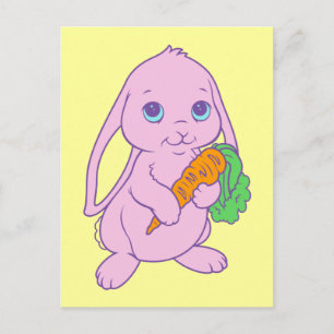 Kawaii Cute Cartoon Bunny Rabbit Carrot Briefkaart