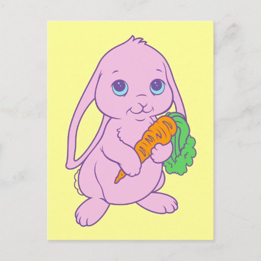 Kawaii Cute Cartoon Bunny Rabbit Carrot Briefkaart (Voorkant)