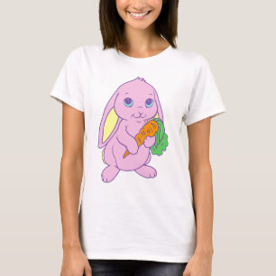 Kawaii Cute Cartoon Bunny Rabbit Carrot T-shirt