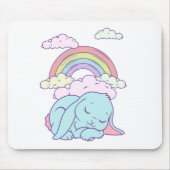 Kawaii Cute Cartoon Bunny Rabbit Rainbow Muismat (Voorkant)