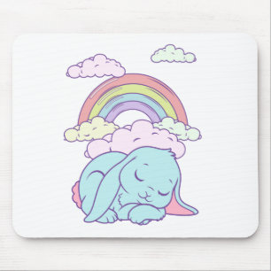 Kawaii Cute Cartoon Bunny Rabbit Rainbow Muismat