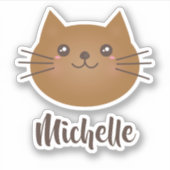 Kawaii Cute Cartoon Kitty Cat Naam Sticker (Voorkant)