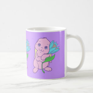 Kawaii Cute Cartoon Konijn Bloem Koffiemok