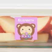 Kawaii Cute Cartoon Monkey Colorful Flowers Kinder Labels (Aangebracht)