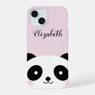 Kawaii Cute Cartoon Panda Beer Aangepaste naam iPhone 15 Case
