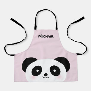Kawaii Cute Cartoon Panda Beer Aangepaste naam Schort
