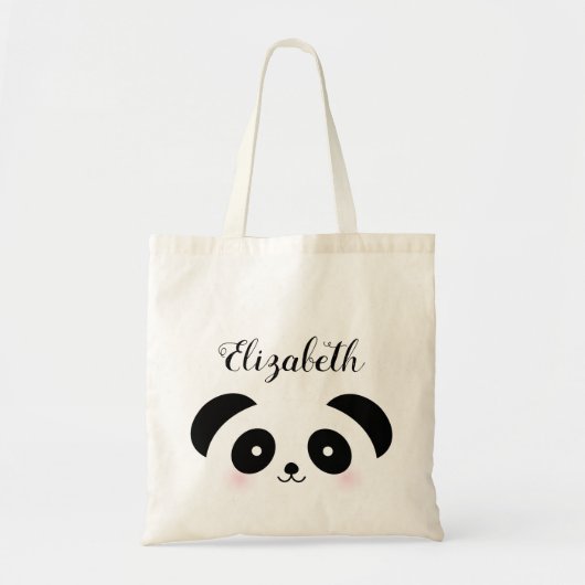 Kawaii Cute Cartoon Panda Beer Aangepaste naam Tote Bag (Voorkant)