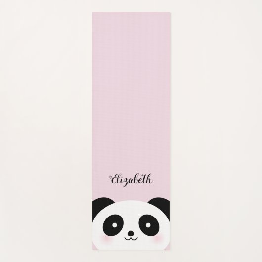 Kawaii Cute Cartoon Panda Beer op Roze douanenaam Yogamat (Voorkant)