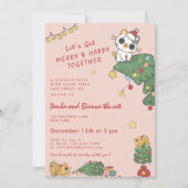 Kawaii Cute Cat & Christmas Tree Kaart (Voorkant)