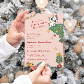 Kawaii Cute Cat & Christmas Tree Kaart