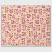 Kawaii Cute Cats and Cupcakes Pink Pattern Cadeaupapier (Vlak)