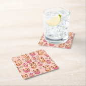 Kawaii Cute Cats and Cupcakes Pink Pattern Kartonnen Onderzetters (Insitu)