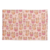 Kawaii Cute Cats and Cupcakes Pink Pattern Kussensloop (Achterkant)