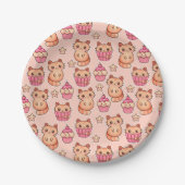 Kawaii Cute Cats and Cupcakes Pink Pattern Papieren Bordje (Voorkant)