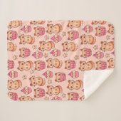 Kawaii Cute Cats and Cupcakes Pink Pattern Sherpa Deken (Voorkant (horizontaal))