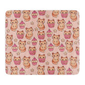 Kawaii Cute Cats and Cupcakes Pink Pattern Snijplank (Voorkant)