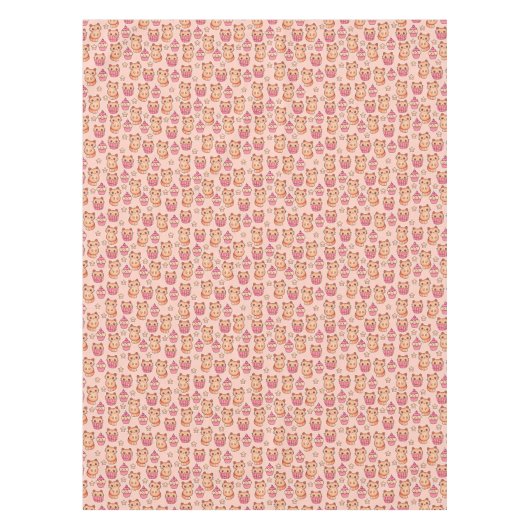 Kawaii Cute Cats and Cupcakes Pink Pattern Tafelkleed (Voorkant)