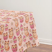 Kawaii Cute Cats and Cupcakes Pink Pattern Tafelkleed (Voorbeeld)