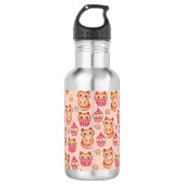 Kawaii Cute Cats and Cupcakes Pink Pattern Waterfles (Voorkant)