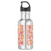 Kawaii Cute Cats and Cupcakes Pink Pattern Waterfles (Achterkant)