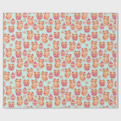 Kawaii Cute Cats Cupcakes Pink and Blue Pattern Cadeaupapier (Vlak)