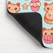 Kawaii Cute Cats Cupcakes Pink and Blue Pattern Muismat (Hoek)
