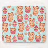 Kawaii Cute Cats Cupcakes Pink and Blue Pattern Muismat (Voorkant)