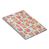 Kawaii Cute Cats Cupcakes Pink and Blue Pattern Notitieboek (Rechterzijde)