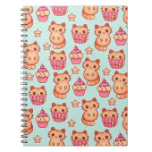 Kawaii Cute Cats Cupcakes Pink and Blue Pattern Notitieboek (Voorkant)