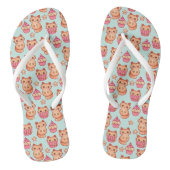 Kawaii Cute Cats Cupcakes Pink and Blue Pattern Teenslippers (Voetbed)