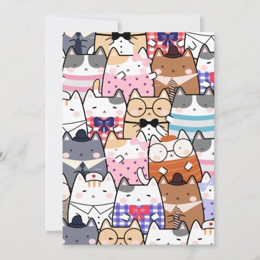 Kawaii Cute Cats Kaart (Voorkant)
