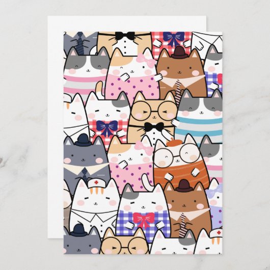 Kawaii Cute Cats Kaart (Voorkant / Achterkant)