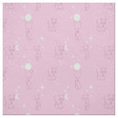 Kawaii Cute Cats Moon Stars Pink Pattern Fabric Stof (Swatch)