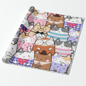 Kawaii Cute Cats Seamless Pattern Cadeaupapier (Uitgerold)