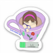 Kawaii Cute Charging Battery Coffee Cup Girl Sticker (Voorkant)