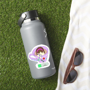 Kawaii Cute Charging Battery Coffee Cup Girl Sticker