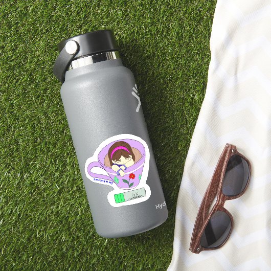 Kawaii Cute Charging Battery Coffee Cup Girl Sticker (HydroFlask Insitu)
