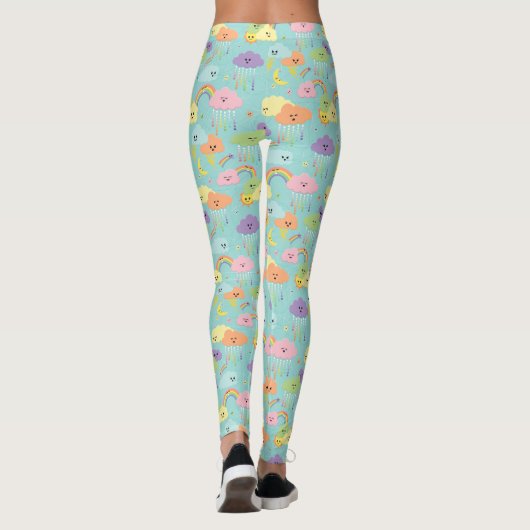Kawaii Cute Cloud Sun Moon Gender Neutral Pattern Leggings (Achterkant)