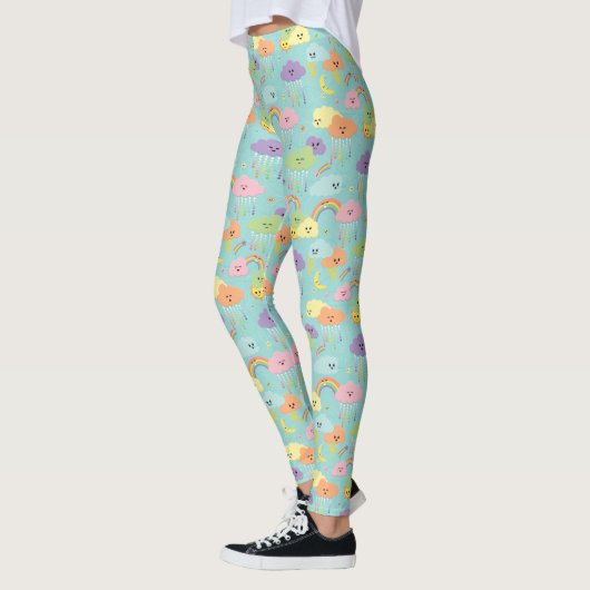 Kawaii Cute Cloud Sun Moon Gender Neutral Pattern Leggings (Links)
