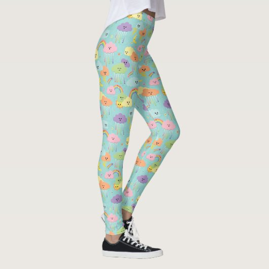 Kawaii Cute Cloud Sun Moon Gender Neutral Pattern Leggings (Rechts)