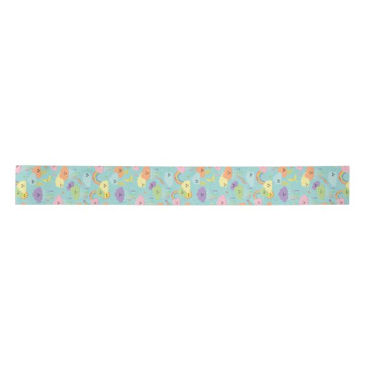 Kawaii Cute Cloud Sun Moon Gender Neutral Pattern Satijnen Lint (Voorkant)