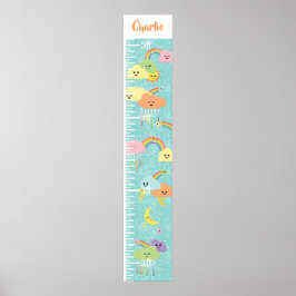 Kawaii Cute Cloud Sun Moon Rainbow Growth Grafiek Poster