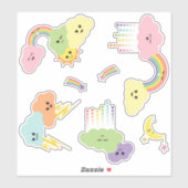 Kawaii Cute Clouds Sun Moon Rainbow Stars Sticker (Vel)