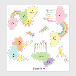 Kawaii Cute Clouds Sun Moon Rainbow Stars Sticker