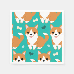 Kawaii Cute Corgi-hond, eenvoudig illustratiepatro Servetten