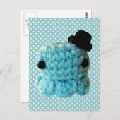 Kawaii Cute Crochet Amigurumi Octopus Top Hat Blue Briefkaart (Voorkant / Achterkant)