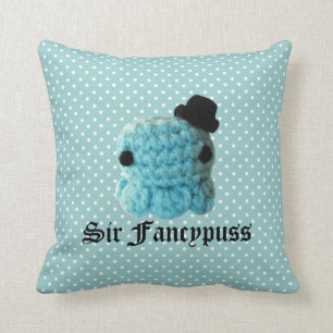 Kawaii Cute Crochet Amigurumi Octopus Top Hat Blue Kussen