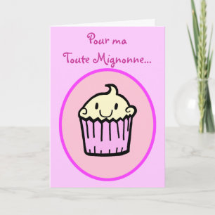 Kawaii Cute Cupcake Franse geboortedag Kaart